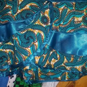 African inspire skirt and blouse turquoise